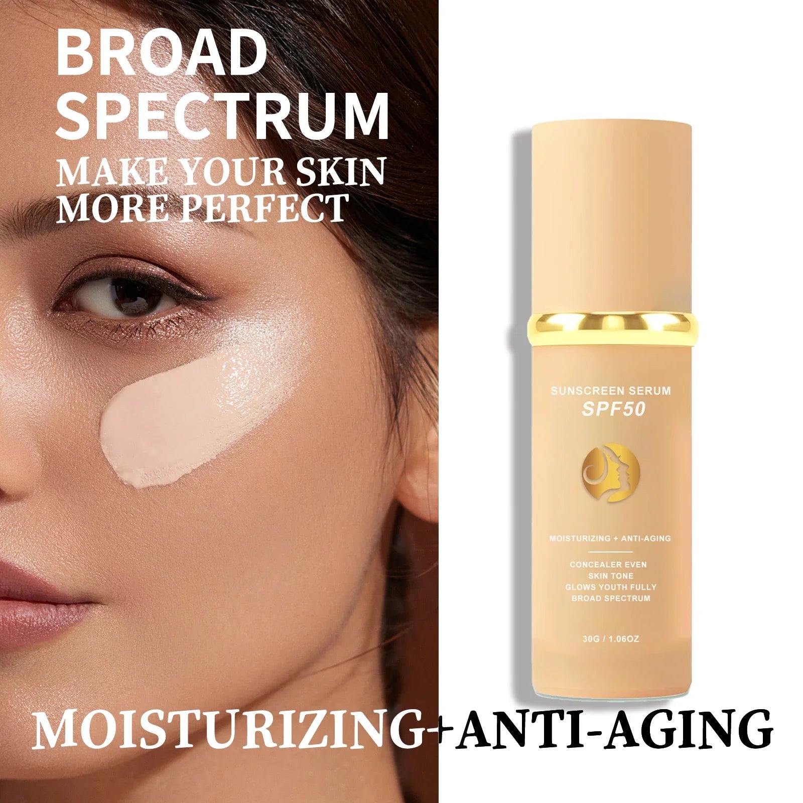 4 in 1 Foundation Sunscreen SPF 50+ Longwearing  Liquid Hydrating Concealer Waterproof Foundation Natural Face Makeup