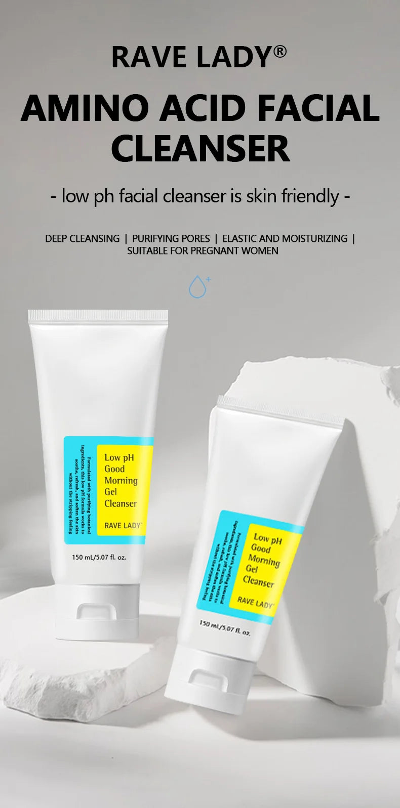 RAVE LADY Low PH 150ml Gentle Oil Control Moisturizing Facial Cleanse