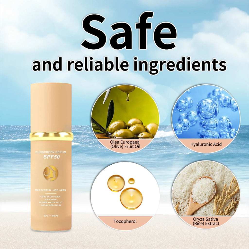 4 in 1 Foundation Sunscreen SPF 50+ Longwearing  Liquid Hydrating Concealer Waterproof Foundation Natural Face Makeup