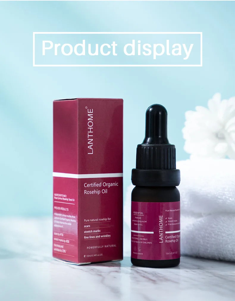 Organic Rosehip Oil Antioxidant Improve Fine Lines Wrinkles Firming Lifting Repair Moisturizer Nourish Smooth Hair Skin Care Oil