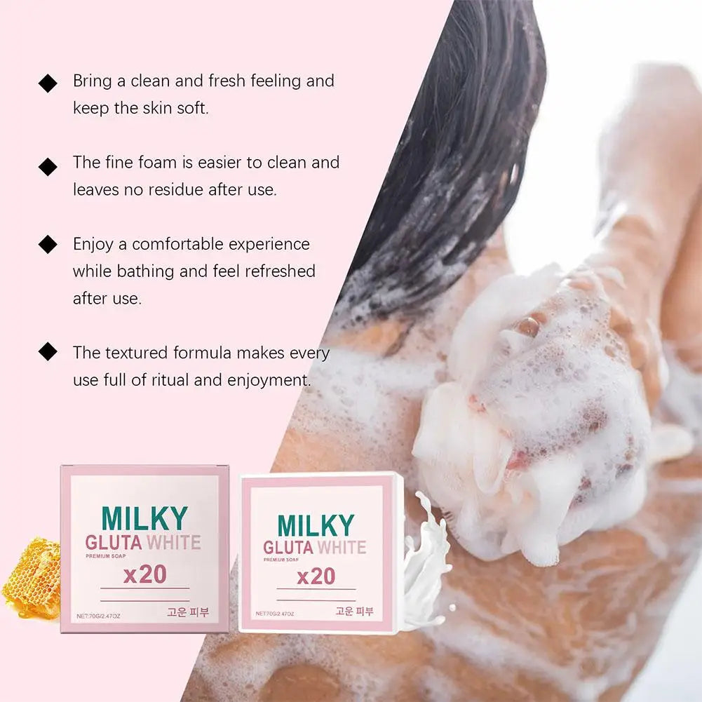 Gentle Milk Bath Soap - Deep Cleansing Exfoliating Oil Control Smoothing Fresh Brightening Reduce Dark Spots Whiten Skincare