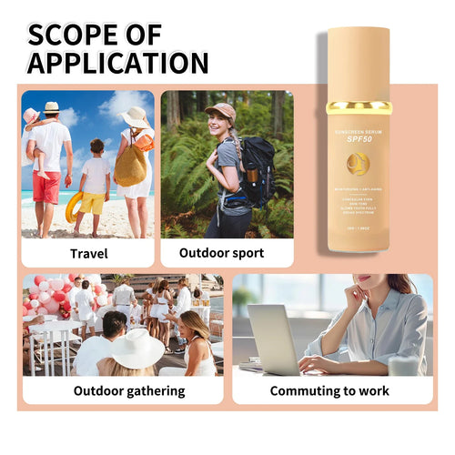 4 in 1 Foundation Sunscreen SPF 50+ Longwearing  Liquid Hydrating Concealer Waterproof Foundation Natural Face Makeup