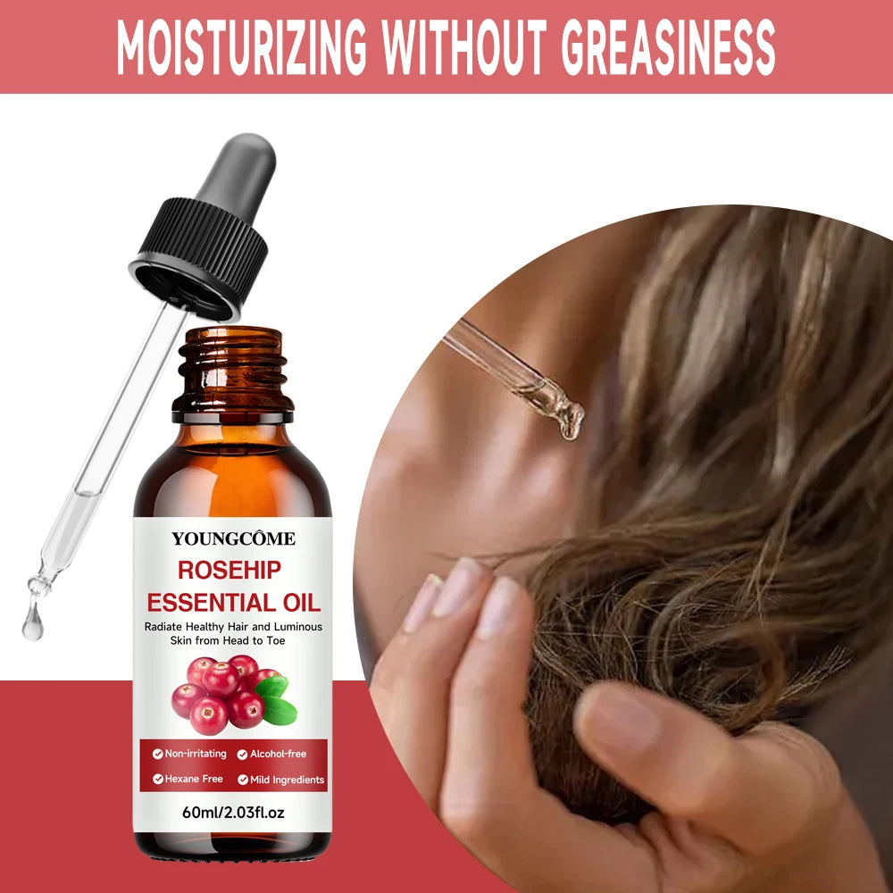 Rosehip Essential Oil Fade Fine Line Lifting Firming Repair Smooth Moisturizing Whitening Nourishing Skincare Oil for hair, face