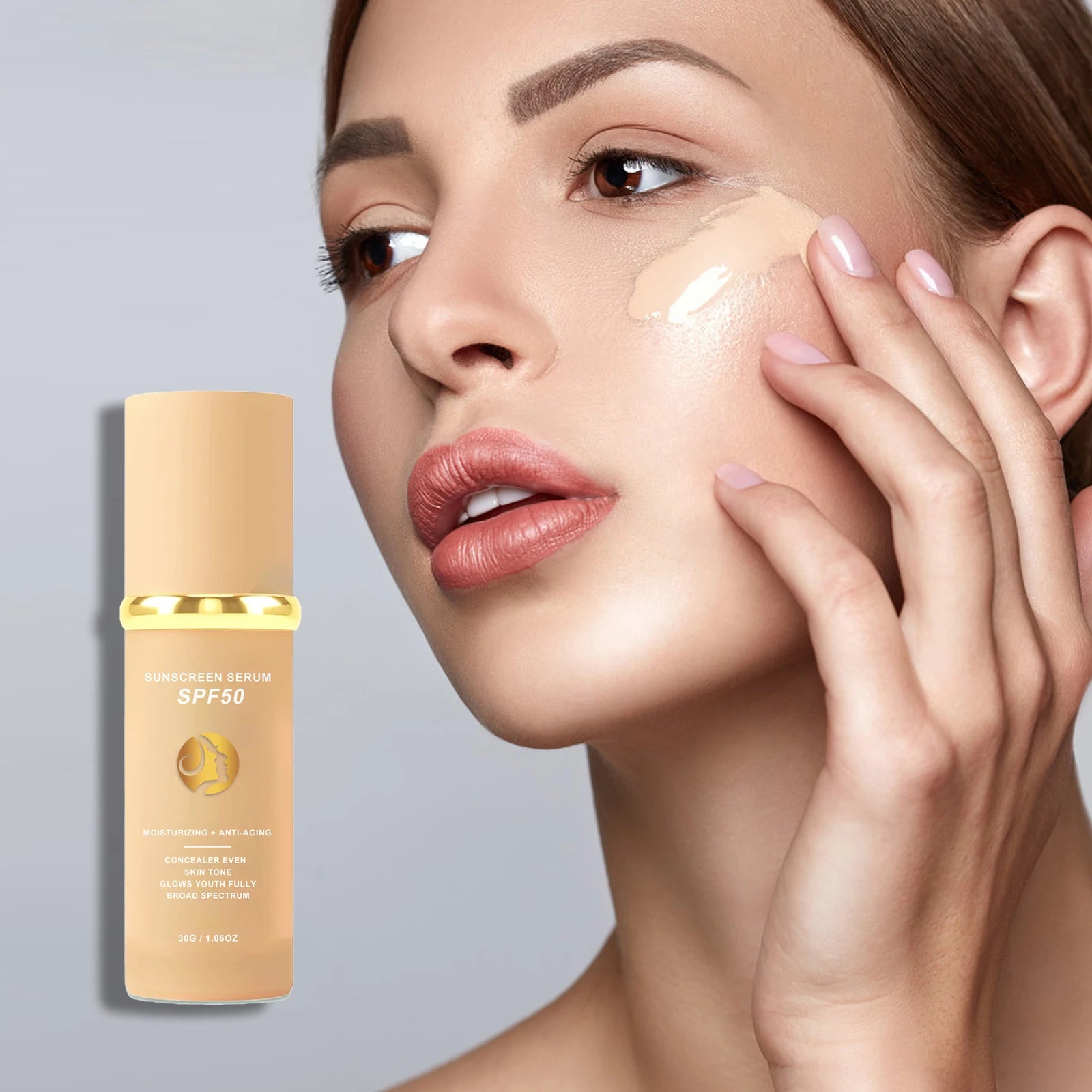 4 in 1 Foundation Sunscreen SPF 50+ Longwearing  Liquid Hydrating Concealer Waterproof Foundation Natural Face Makeup
