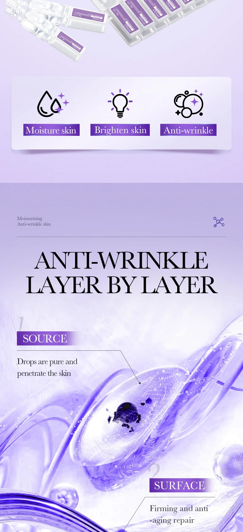 30pcs/box BIOAQUA Retinol Vitamin C Hyaluronic Acid Serum for Face Moisturizing Firming Hydrating Facial Essence Face Skin Care