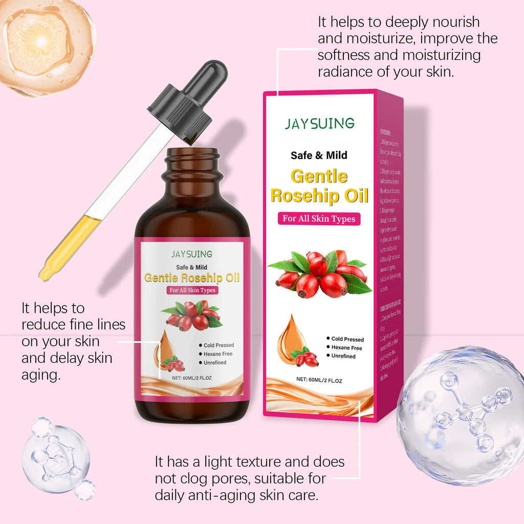 Rosehip Facial Oil Moisturizing Smoothing Skin Relieves Dryness Discomfort Enhances Softness Elasticity Anti-Aging Essence Oil