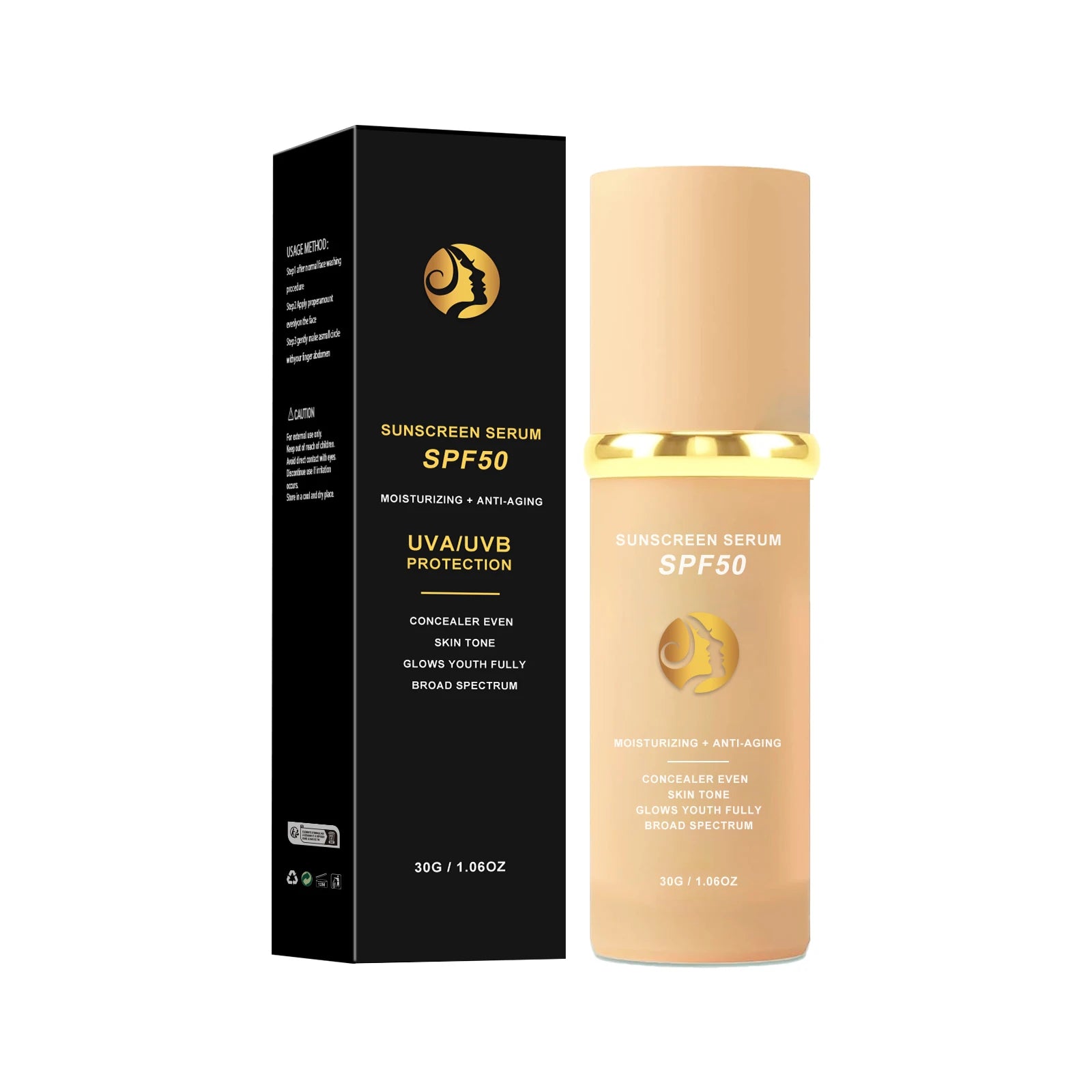 4 in 1 Foundation Sunscreen SPF 50+ Longwearing  Liquid Hydrating Concealer Waterproof Foundation Natural Face Makeup