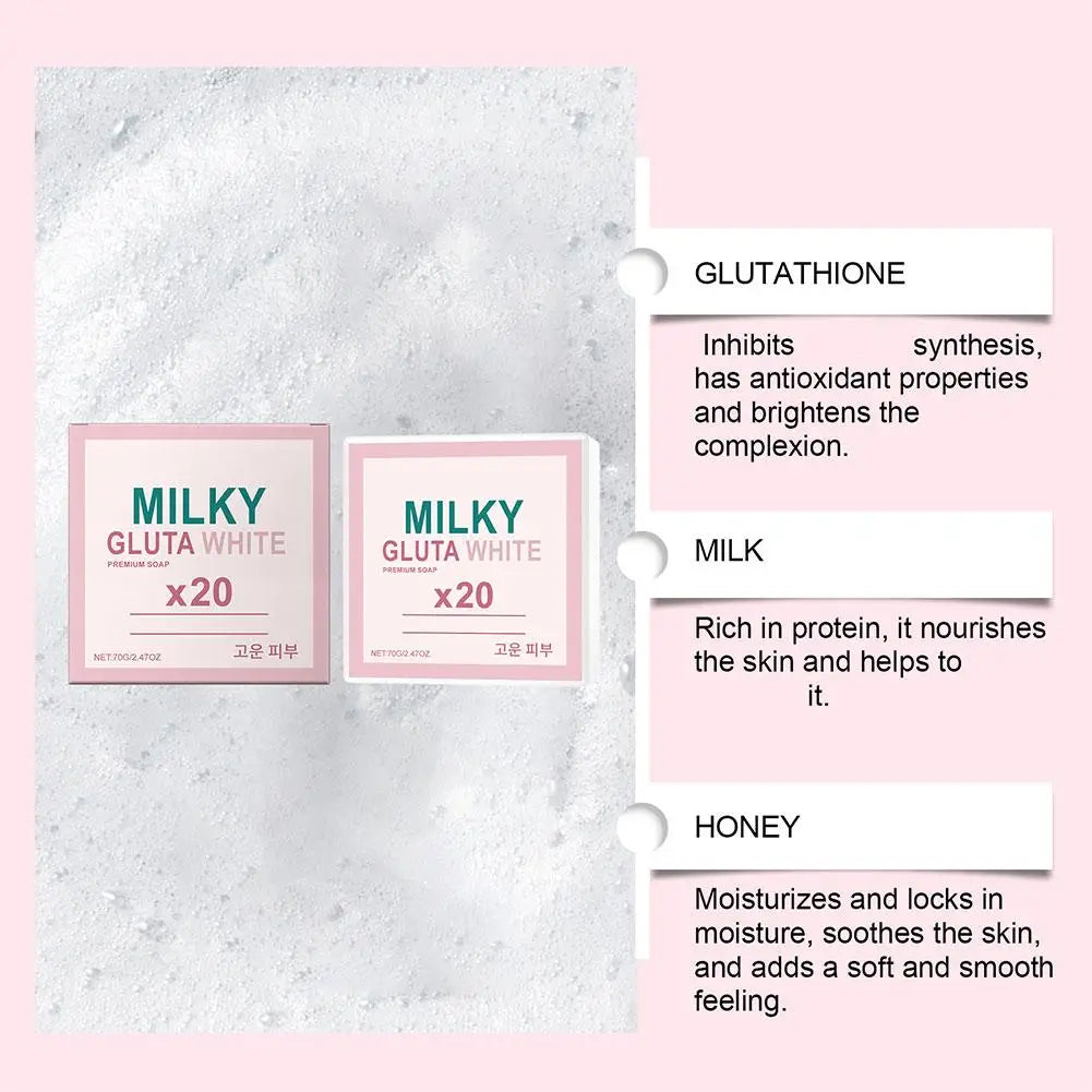 Gentle Milk Bath Soap - Deep Cleansing Exfoliating Oil Control Smoothing Fresh Brightening Reduce Dark Spots Whiten Skincare