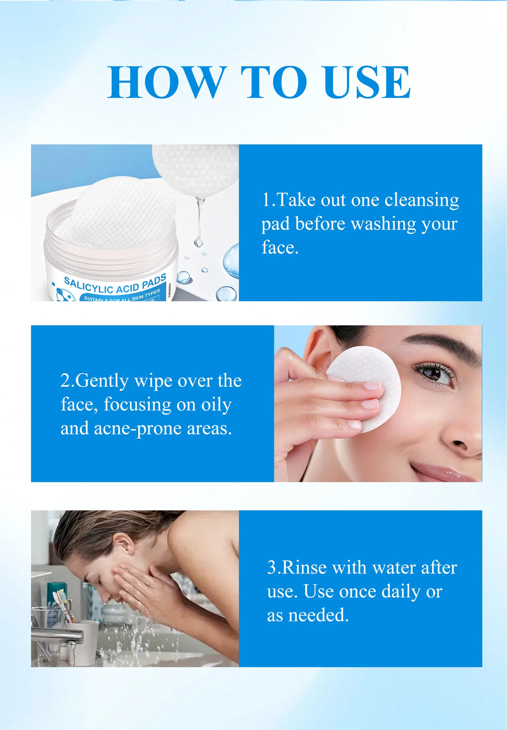 These dual-effect facial toner pads contain 4.5% AHA lactic acid and 0.45% BHA salicylic acid for exfoliation skincare