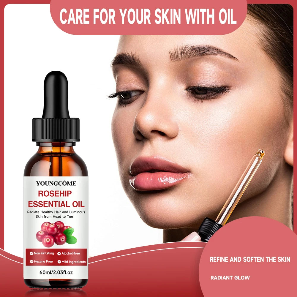 Rosehip Essential Oil Fade Fine Line Lifting Firming Repair Smooth Moisturizing Whitening Nourishing Skincare Oil for hair, face