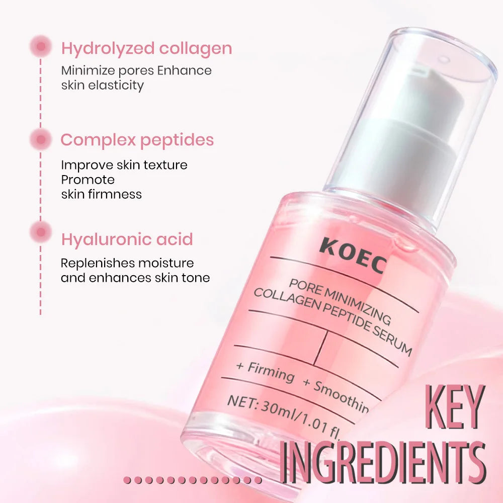 Collagen Peptide Serum for Women Pore Perfecting Skin Firming Radiance Boost Plumping Makeup Prep Korean Skin Care Essence 30ml